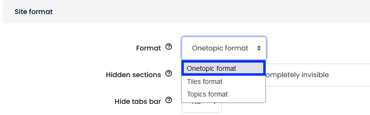 Moodle - Site Format - Onetopic Format